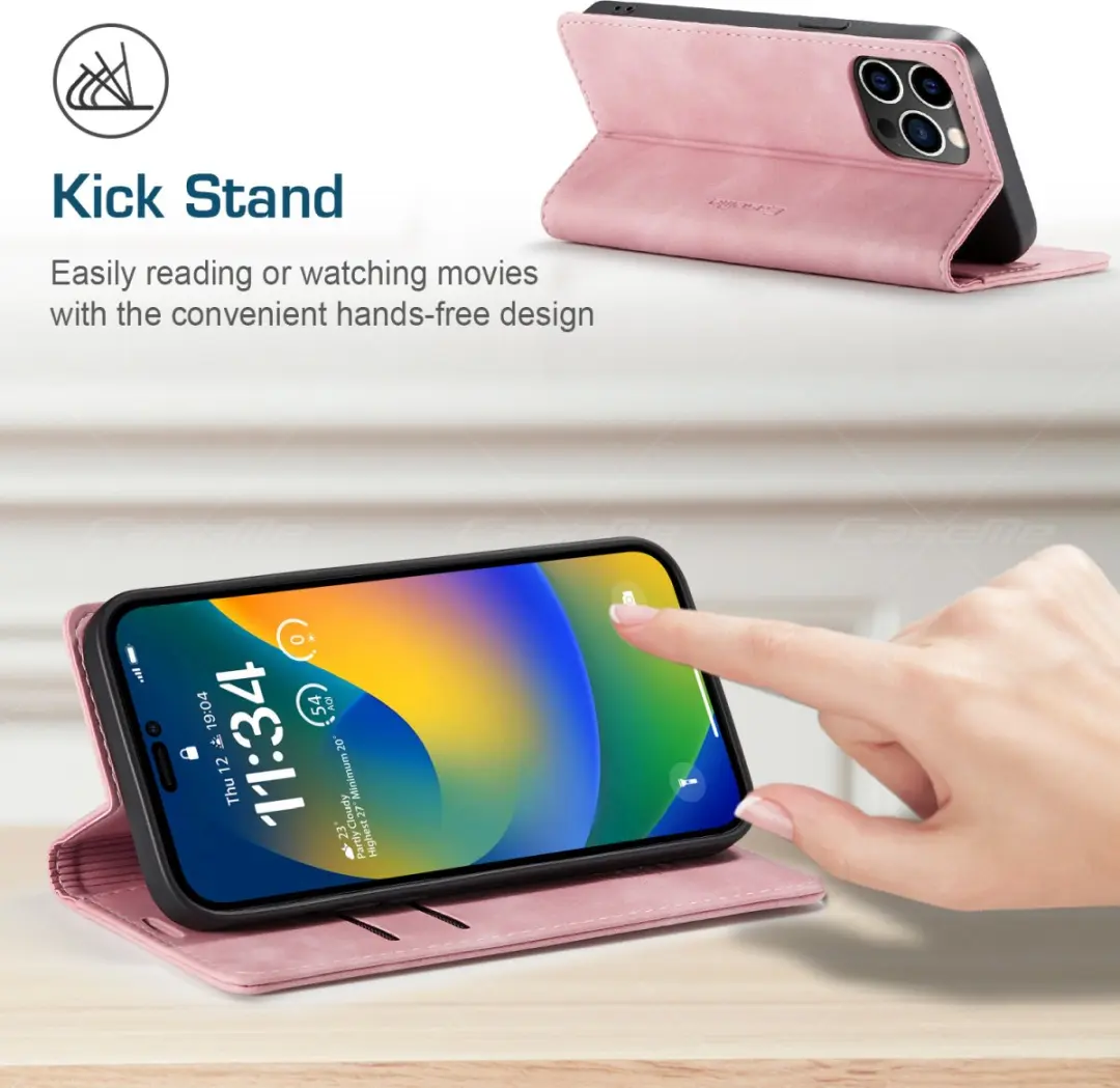Caseme Retro Wallet Case CSM-39256 - iPhone 15 Pro Max - 2 Pasjes - Roze