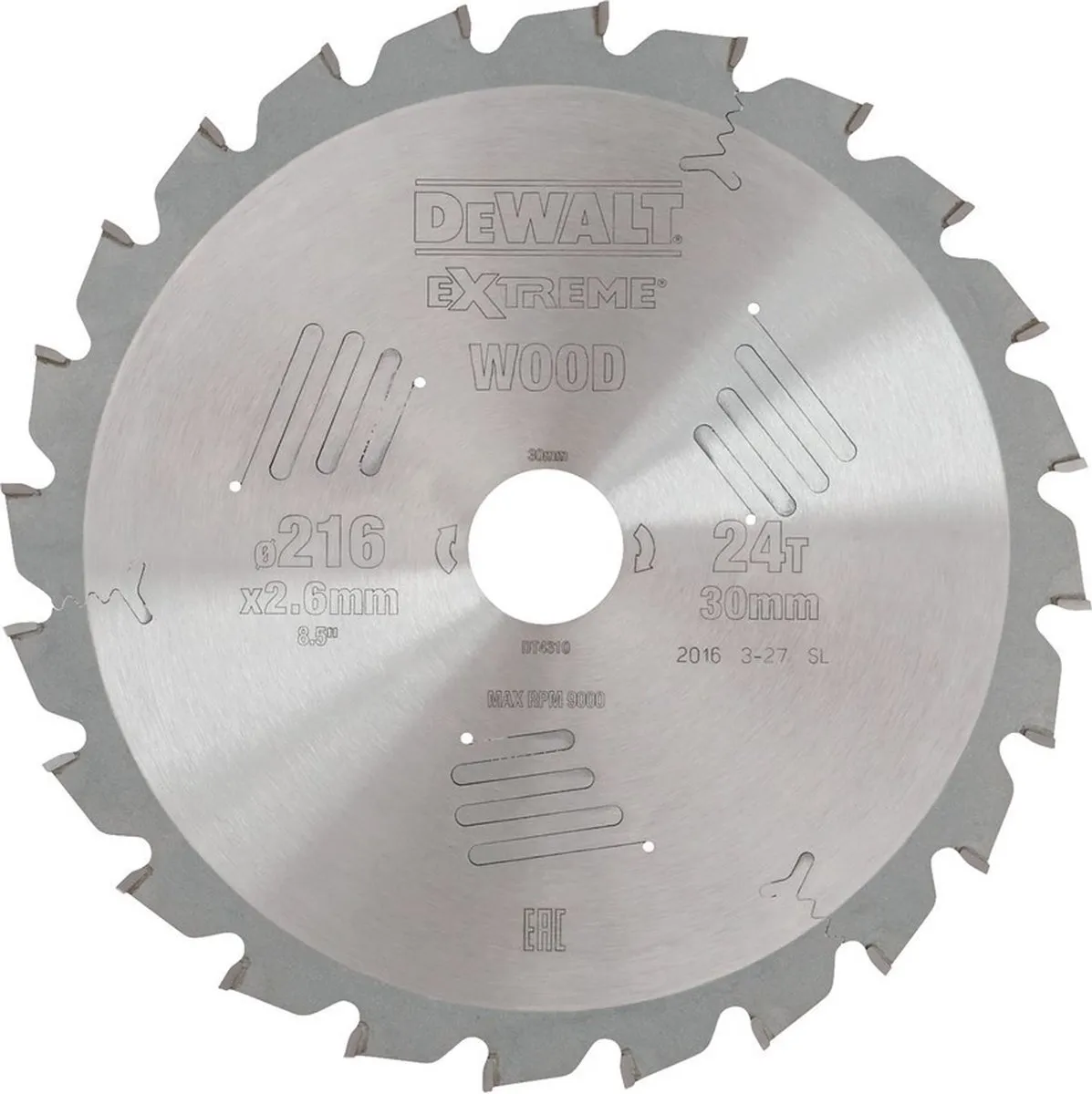 DeWalt DT4310 Cirkelzaagblad Hout 216mm - 24 Tanden - afbeelding 2 van 6