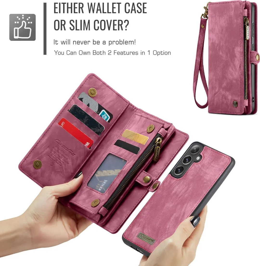 Caseme 008 Hoesje Samsung Galaxy S24 FE - 2-in-1 Book Case & Portemonnee - 8 Pasjes - Pink