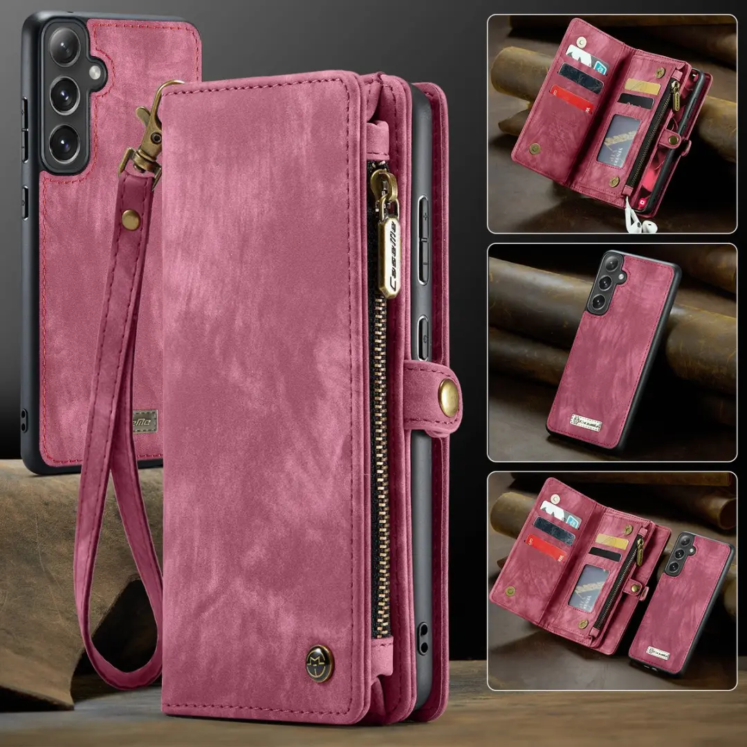 Caseme 008 Hoesje Samsung Galaxy S24 FE - 2-in-1 Book Case & Portemonnee - 8 Pasjes - Pink