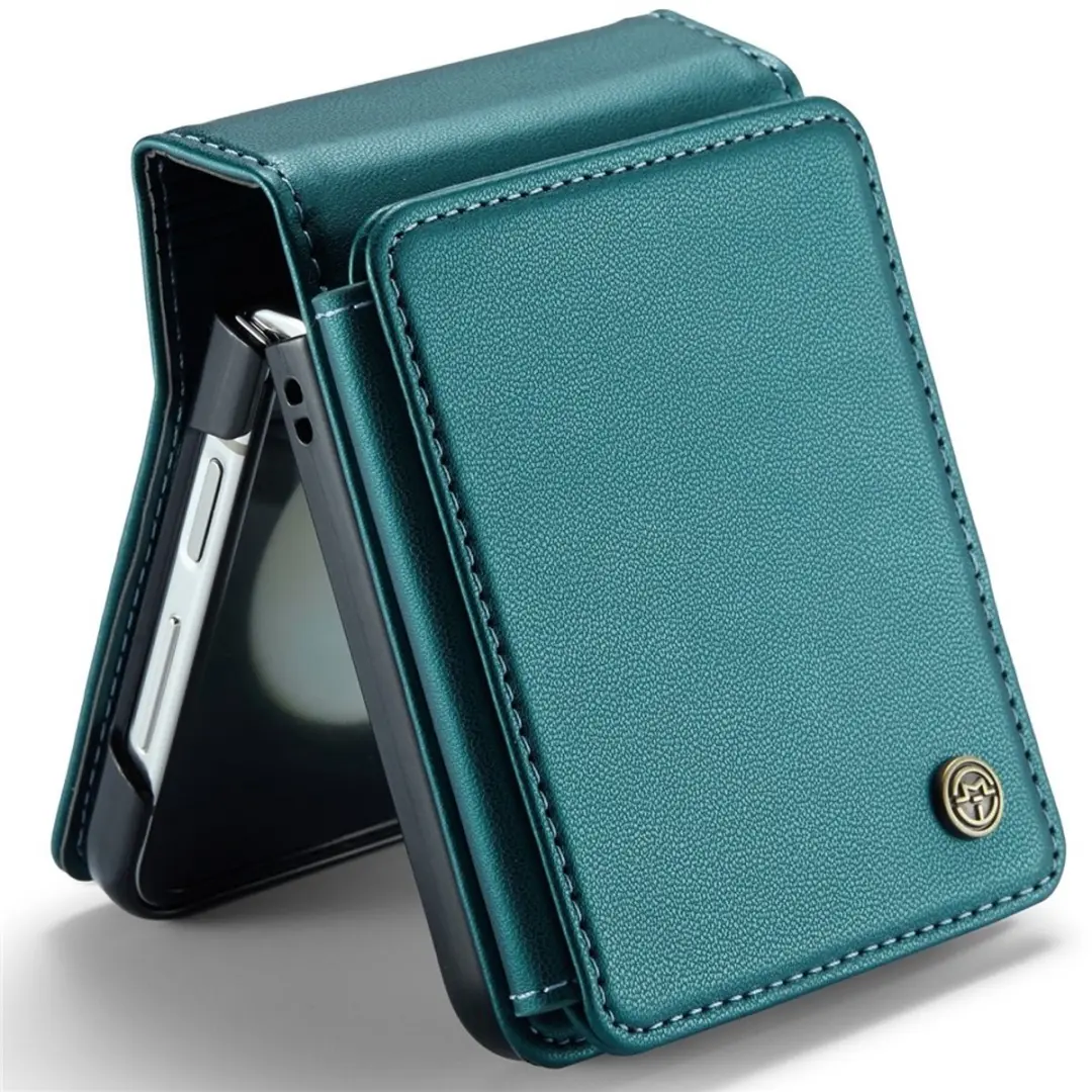 CaseMe Leren Backcover Samsung Galaxy Z Flip 7 FE - Turquoise - 5 Pasjes