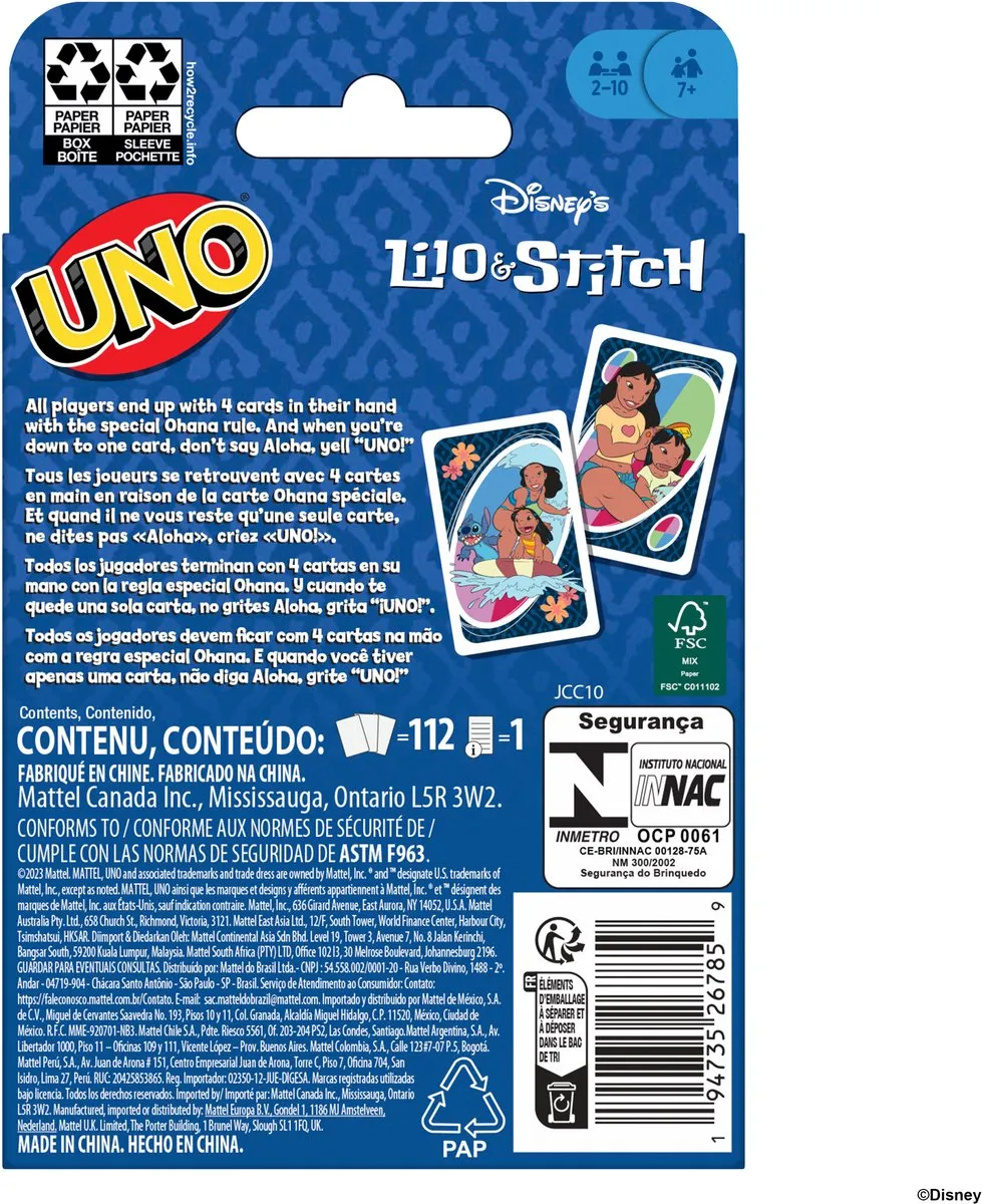 Mattel Games UNO Lilo & Stitch Kaartspel - 2 Spelers