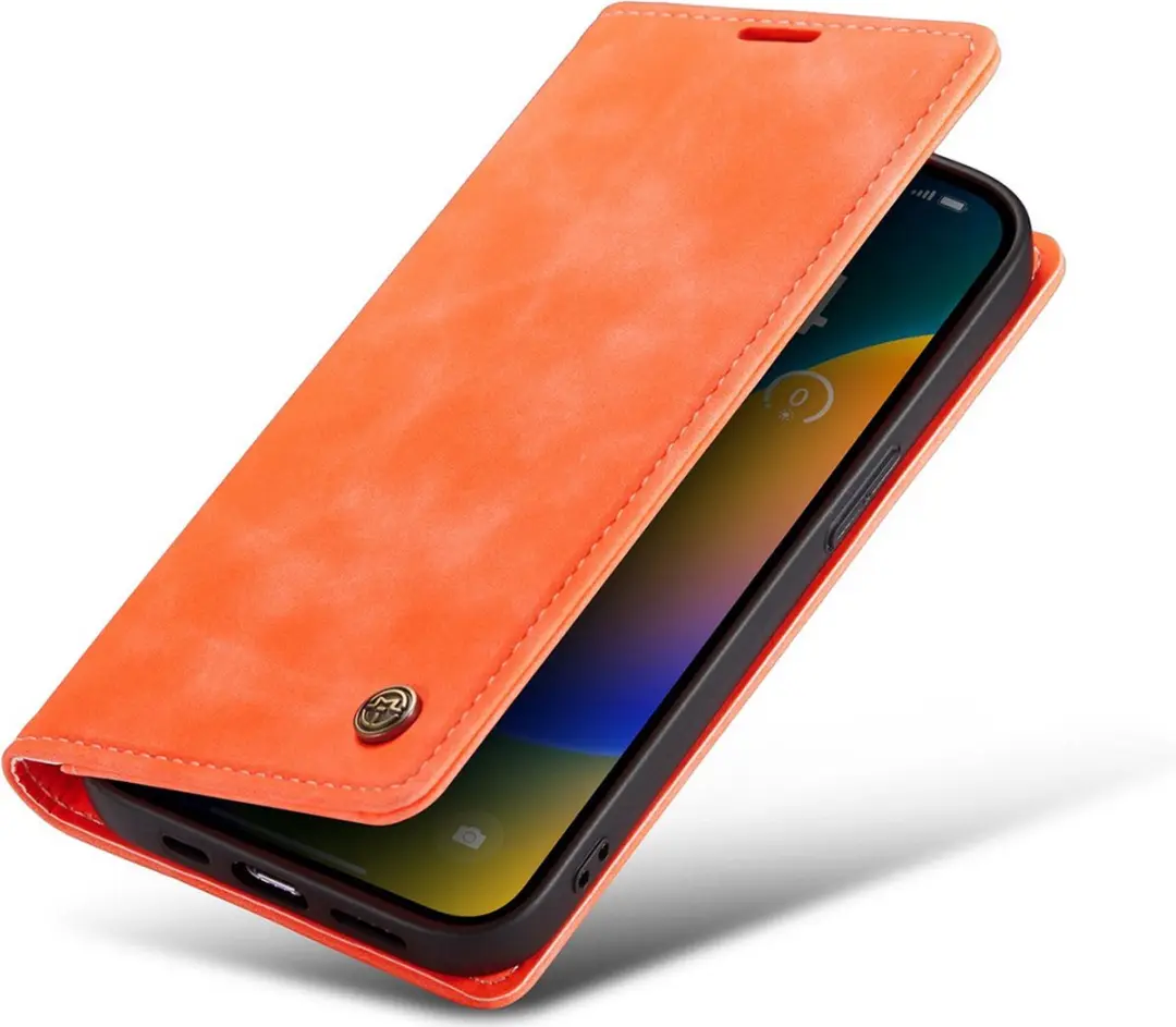 Caseme iPhone 14 Pro Max Bookcase Hoesje - Oranje - 3 Pasjes - afbeelding 6 van 6