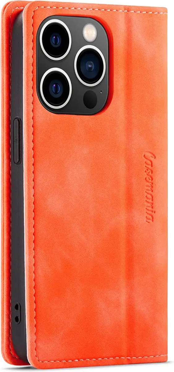 Caseme iPhone 14 Pro Max Bookcase Hoesje - Oranje - 3 Pasjes