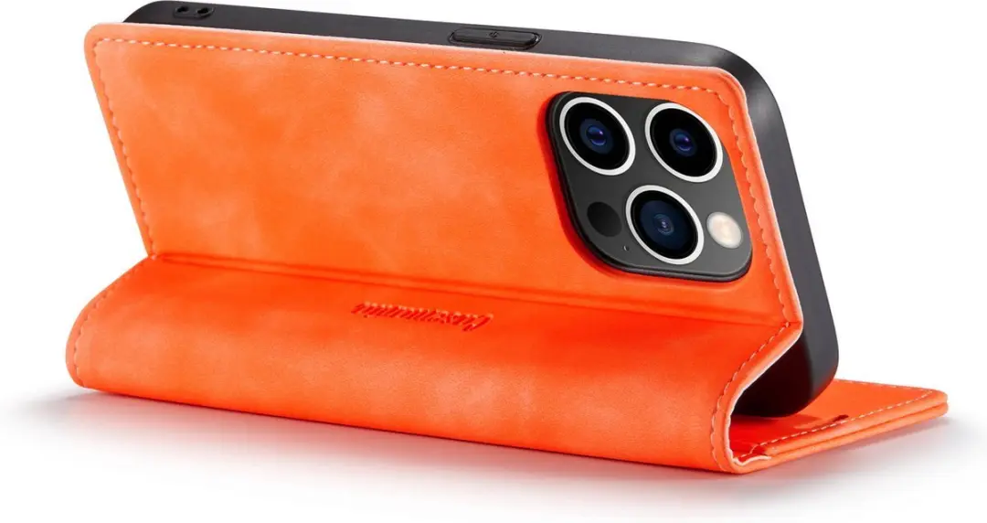 Caseme iPhone 14 Pro Max Bookcase Hoesje - Oranje - 3 Pasjes