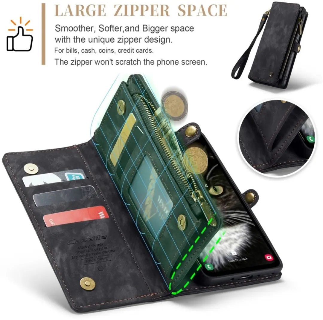 Caseme 008 Hoesje Samsung Galaxy A36 - 2-in-1 Book Case - 8 Pasjes - Zwart