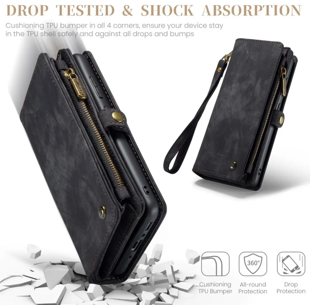 Caseme 008 Hoesje Samsung Galaxy A36 - 2-in-1 Book Case - 8 Pasjes - Zwart - afbeelding 6 van 6