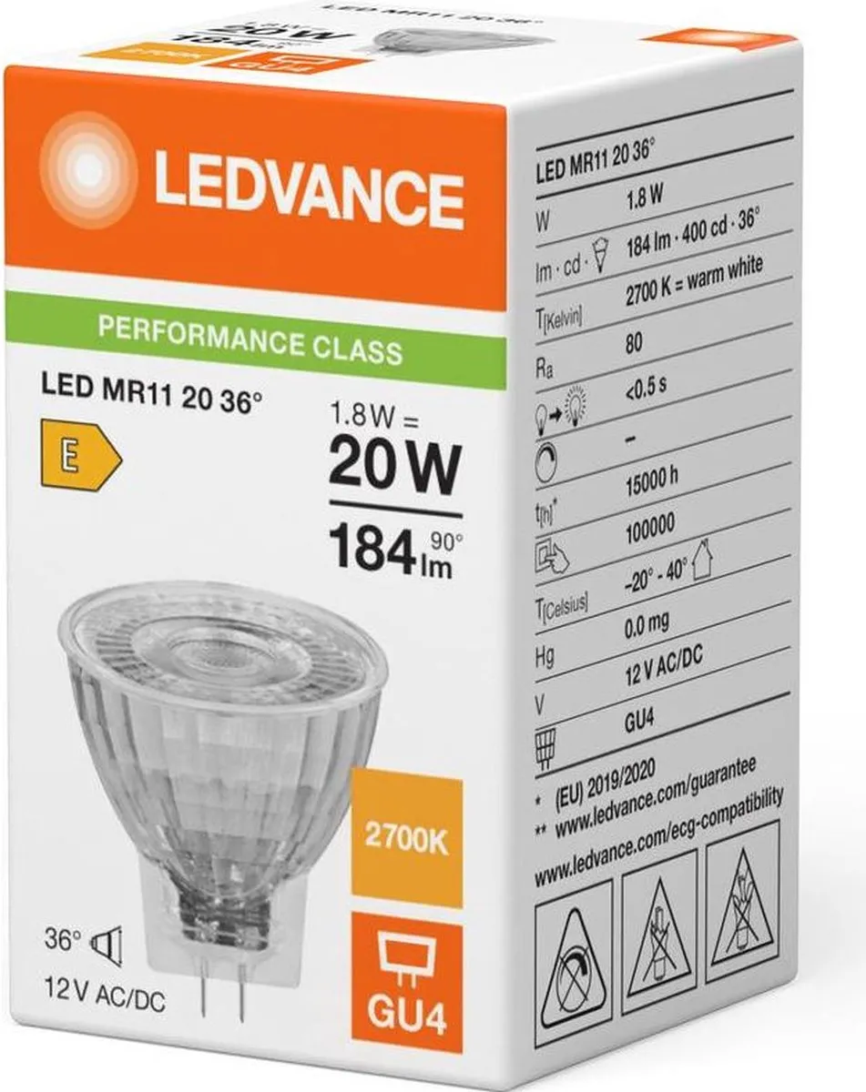 LEDVANCE LED Spot MR11 GU4 1.8W - 184lm Warm Wit - Ø35mm