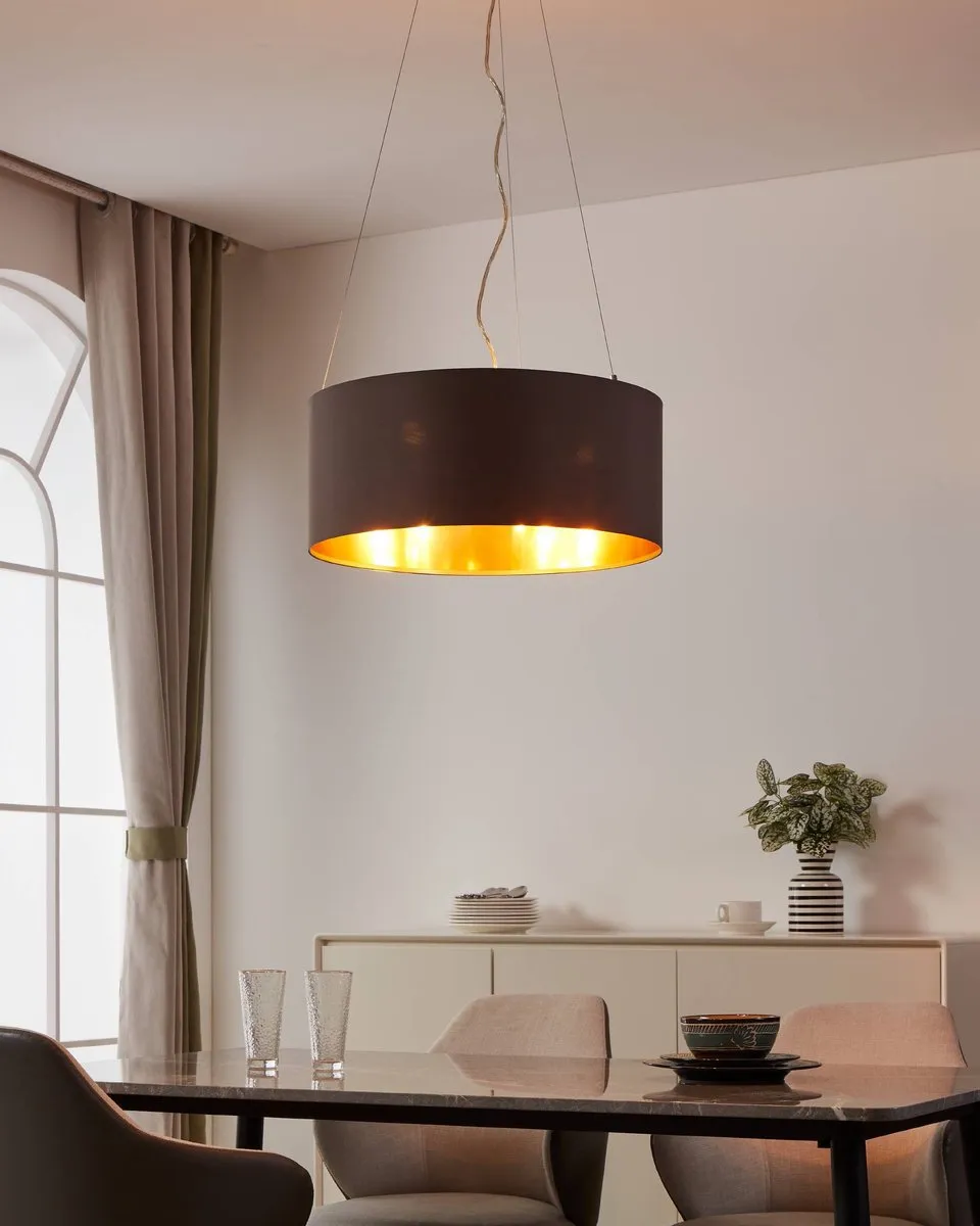 Eglo Maserlo Hanglamp - 3x E27 - Ø53cm - Cappuccino/Goud - afbeelding 6 van 6
