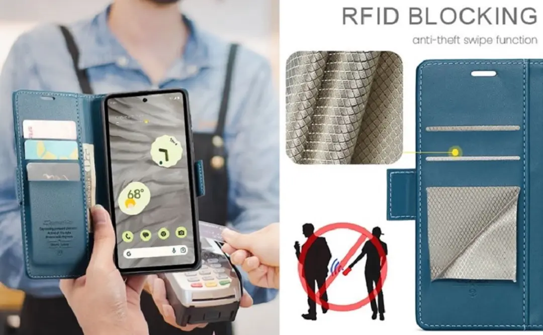 Caseme Wallet Case Google Pixel 7a - Blauw - RFID & Magneetsluiting - afbeelding 6 van 6