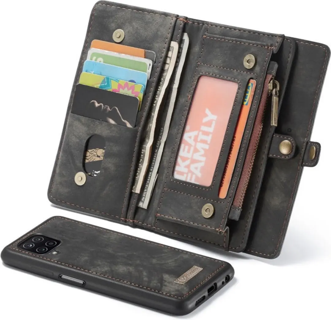 CaseMe 008 Book Case en Back Cover Geschikt voor Samsung Galaxy A12 Hoesje Zwart