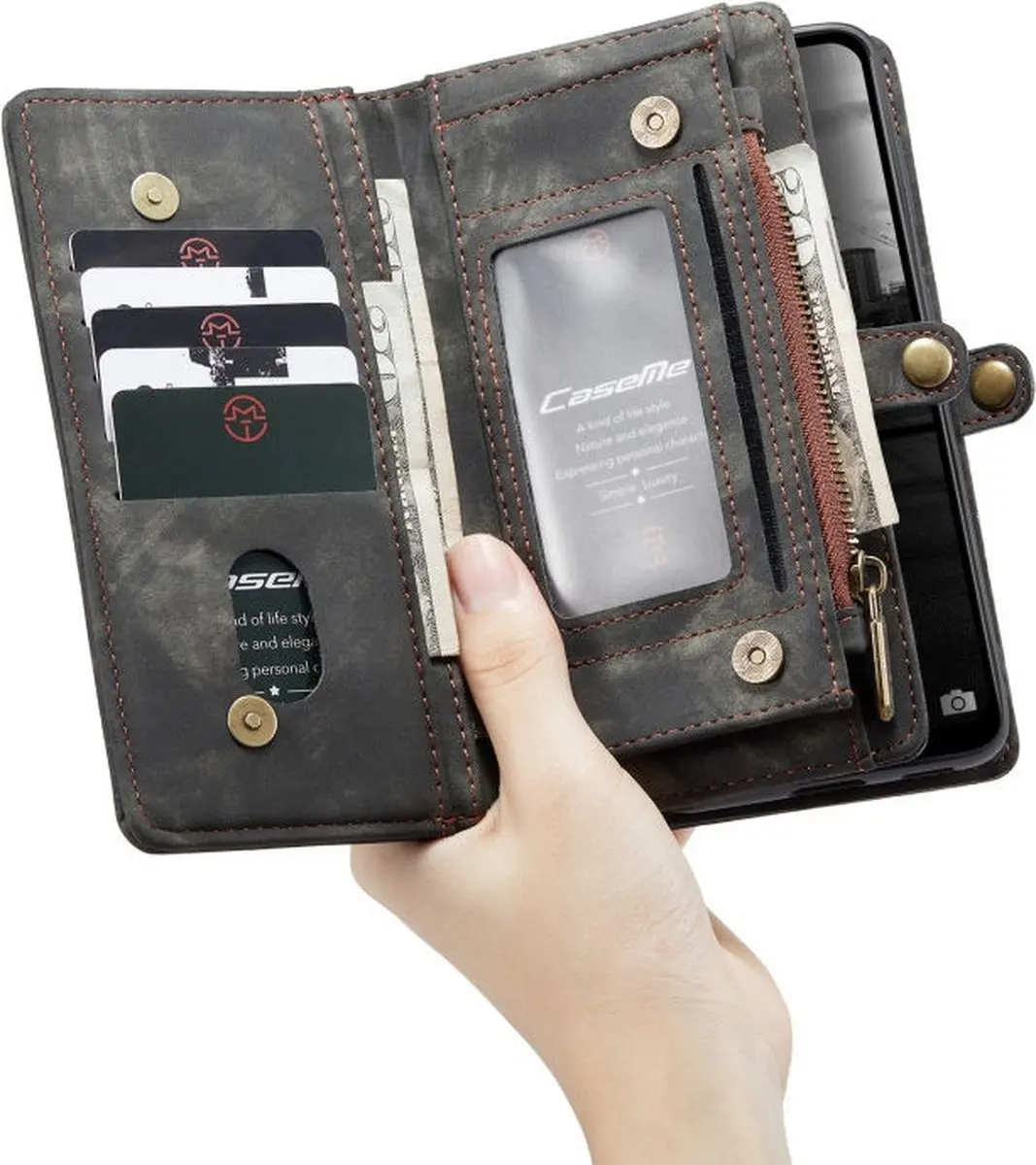 Caseme 008 Book Case Samsung Galaxy A12 - 9 Pasjes - Zwart