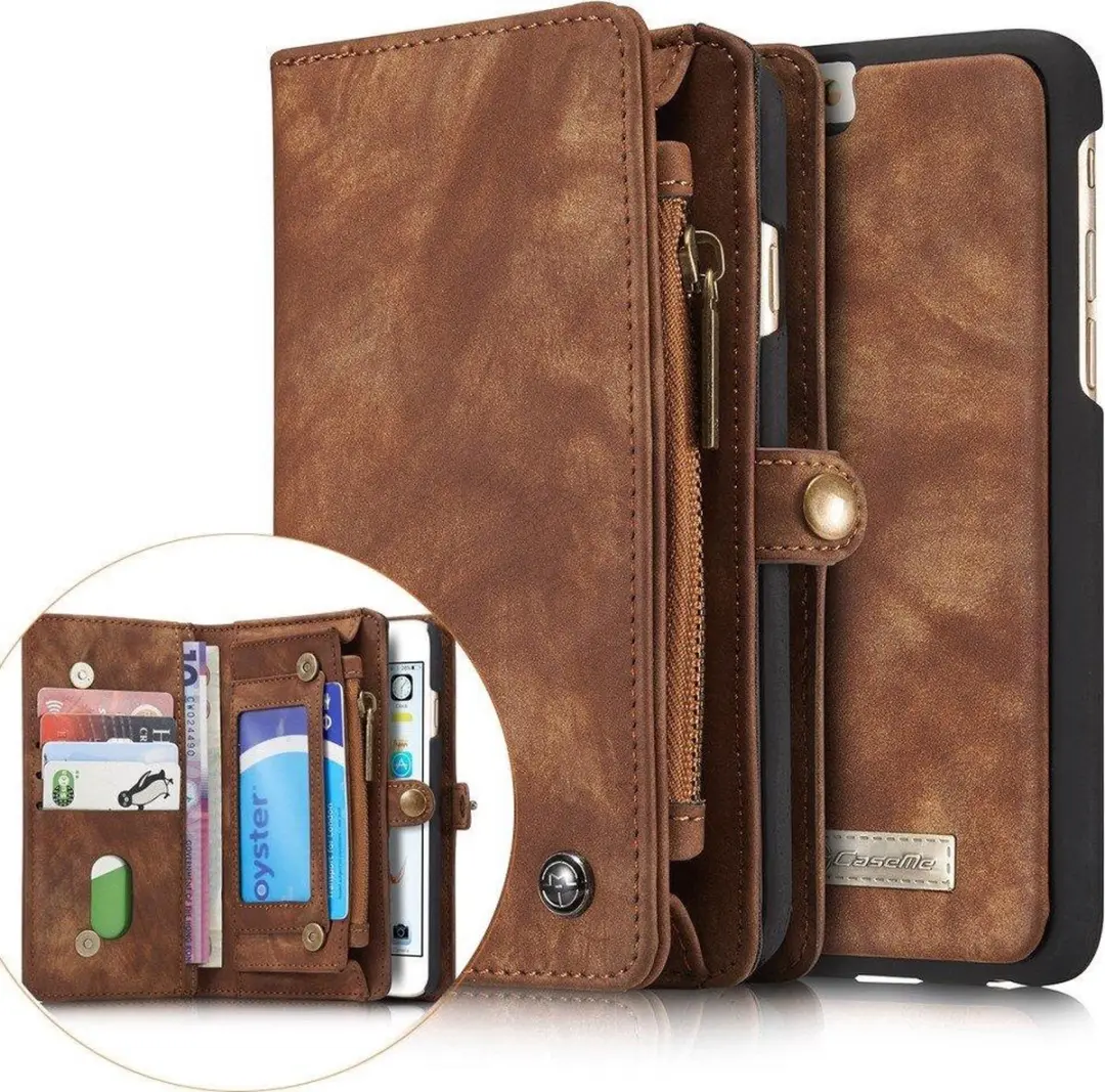 Caseme iPhone 6/6s Plus Hoesje Bruin - 8 Pasjes