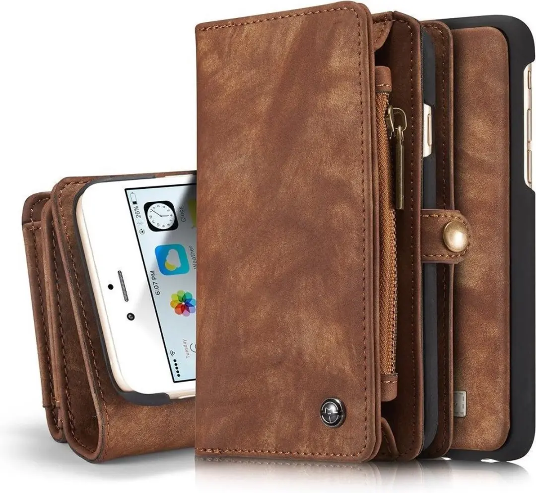 Caseme iPhone 6/6s Plus Hoesje Bruin - 8 Pasjes - afbeelding 6 van 6