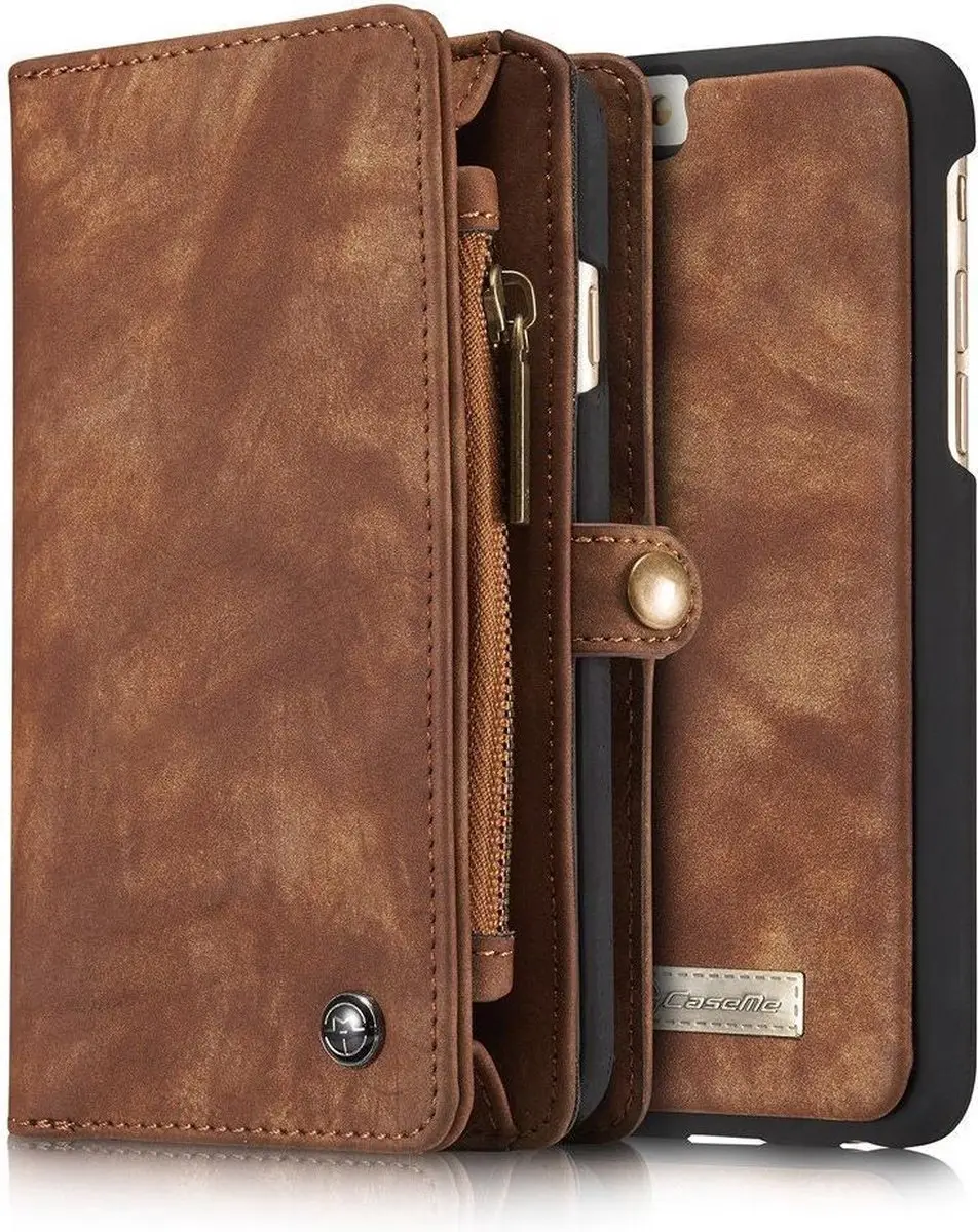 Caseme iPhone 6/6s Plus Hoesje Bruin - 8 Pasjes
