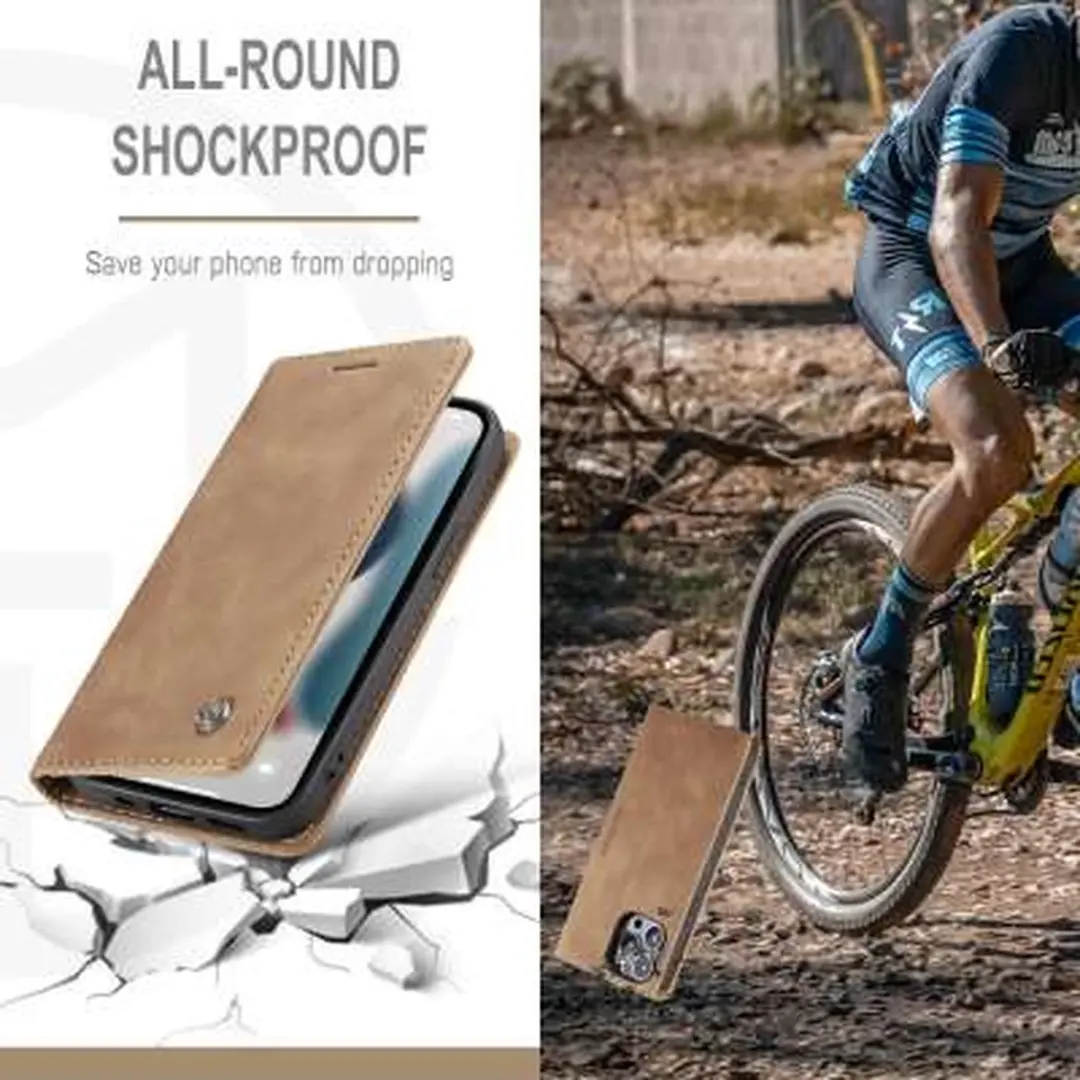 CaseMe iPhone 13 Pro Retro Wallet Hoes - Bruin