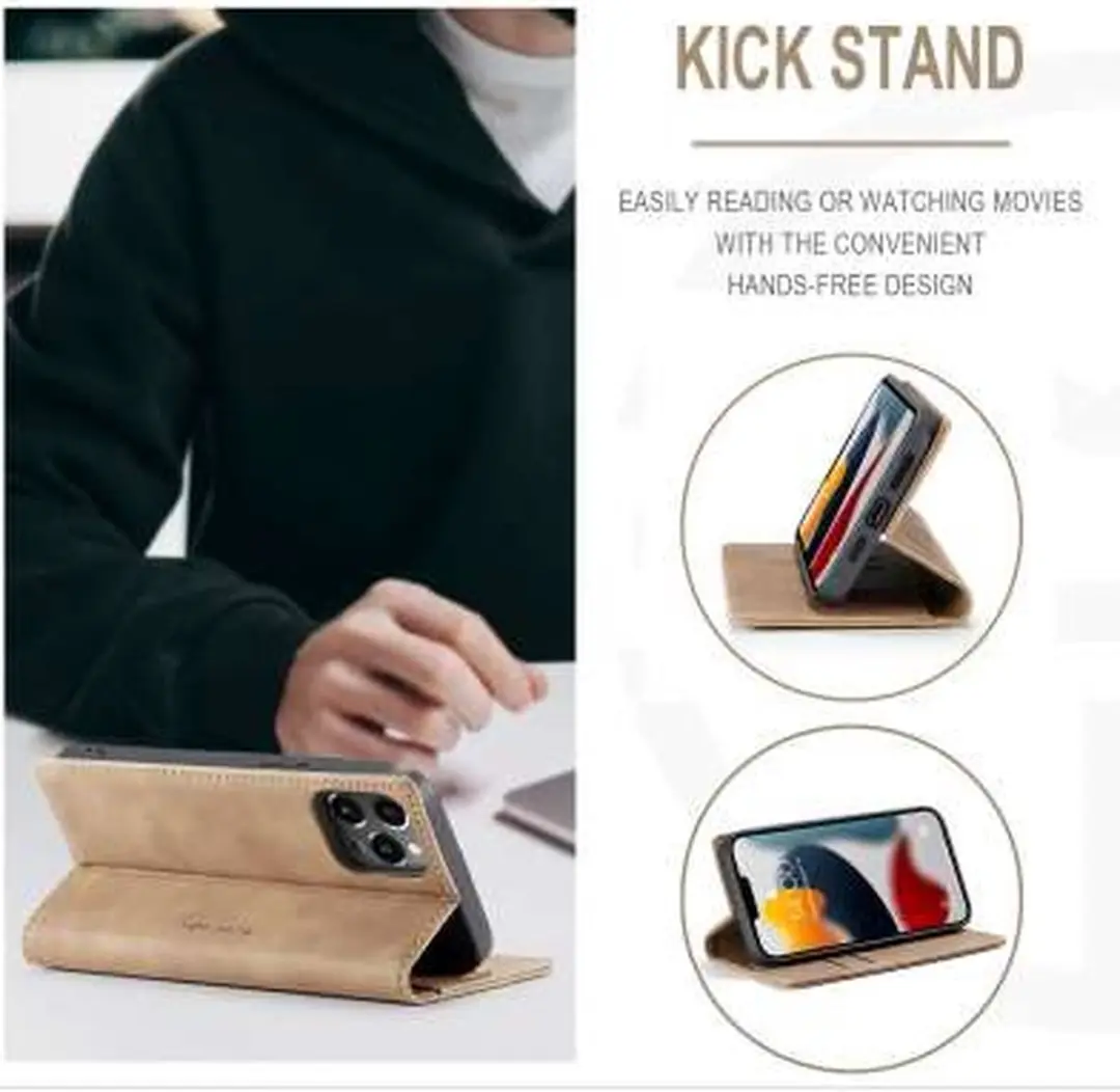 CaseMe iPhone 13 Pro Retro Wallet Hoes - Bruin