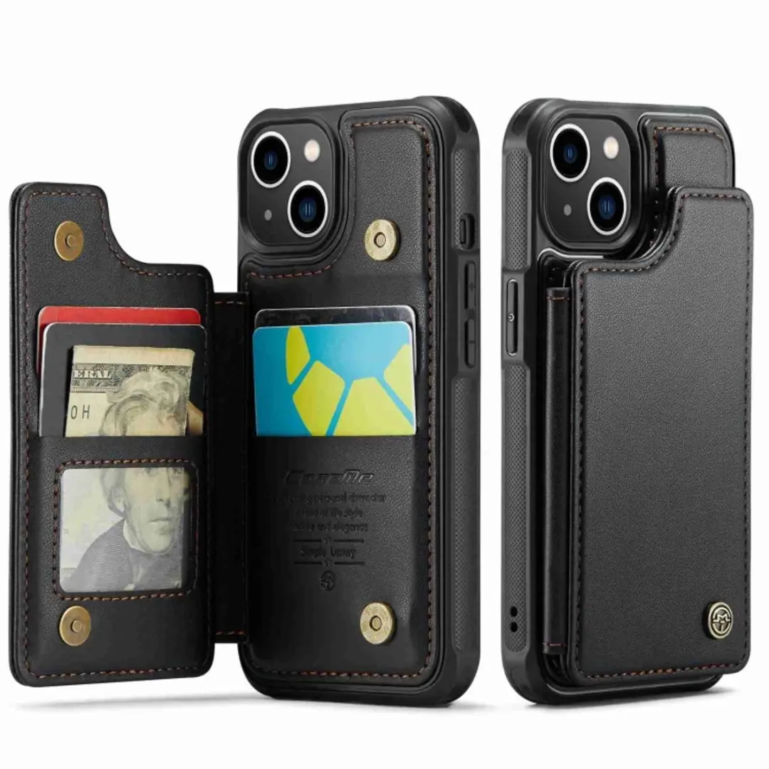 Caseme Portemonnee Backcover iPhone 15 - Anti-RFID - 4 Pasjes - Zwart