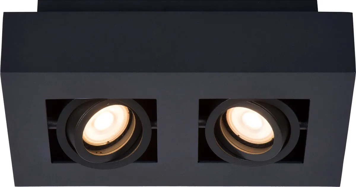 Lucide XIRAX Plafondspot LED Dim-to-Warm GU10 2x5W - Zwart