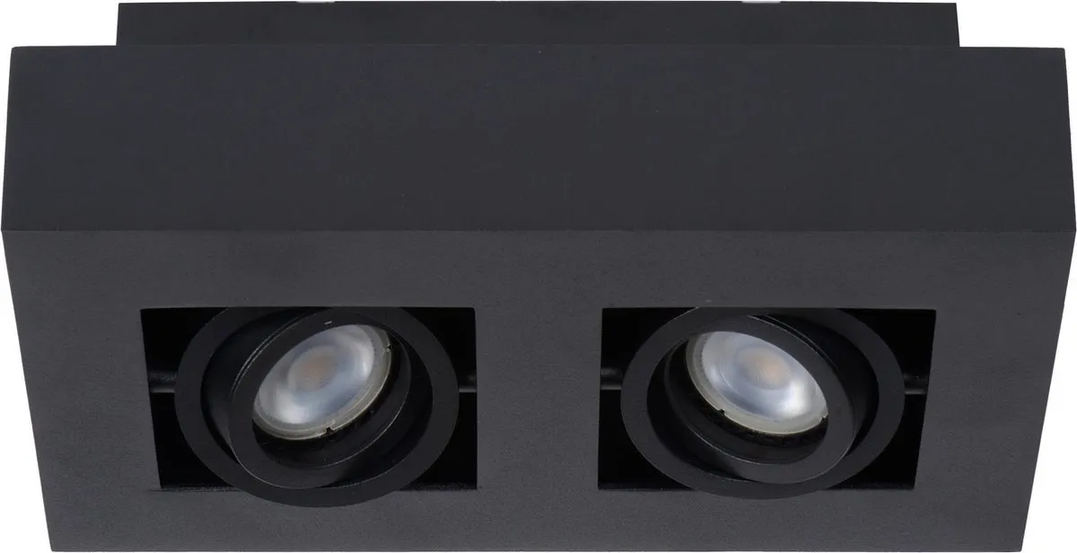 Lucide XIRAX Plafondspot LED Dim-to-Warm GU10 2x5W - Zwart