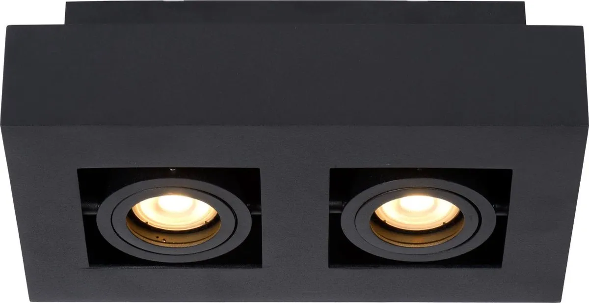 Lucide XIRAX Plafondspot LED Dim-to-Warm GU10 2x5W - Zwart