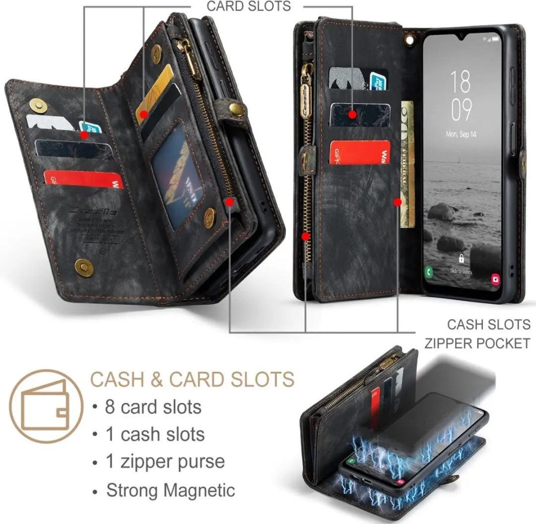 Caseme 008 Hoesje Samsung Galaxy A54 - 8 Pasjes - Zwart