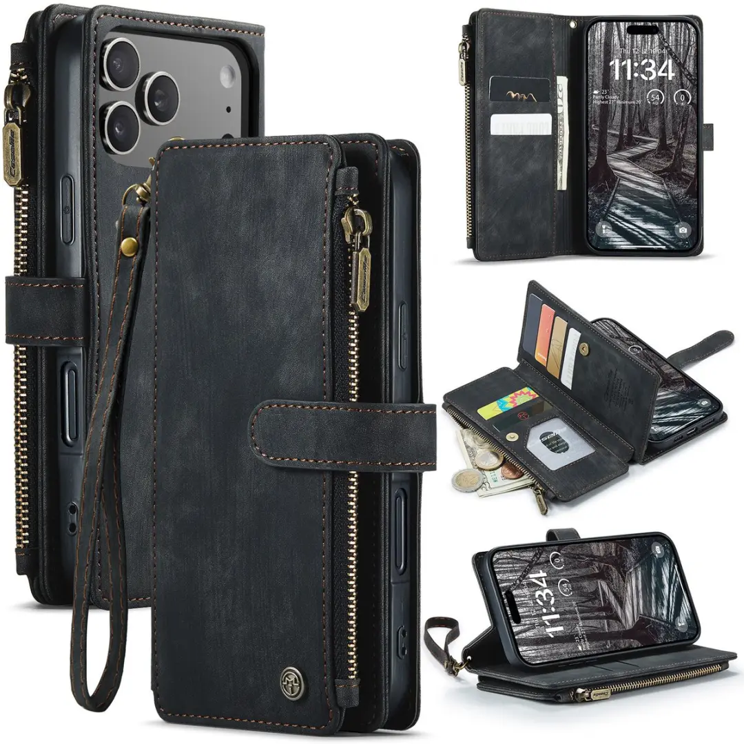 Caseme iPhone 17 Pro PU Hoesje Portemonnee