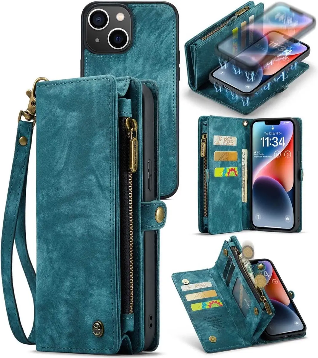 Caseme Vintage 2-in-1 Portemonneehoes - iPhone 14 Plus - Blauw