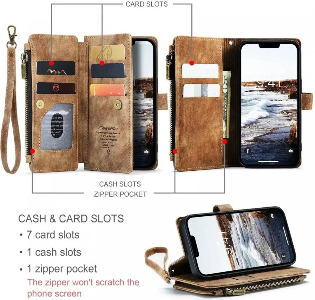 Caseme C30 Hoesje iPhone 15 - Bruin