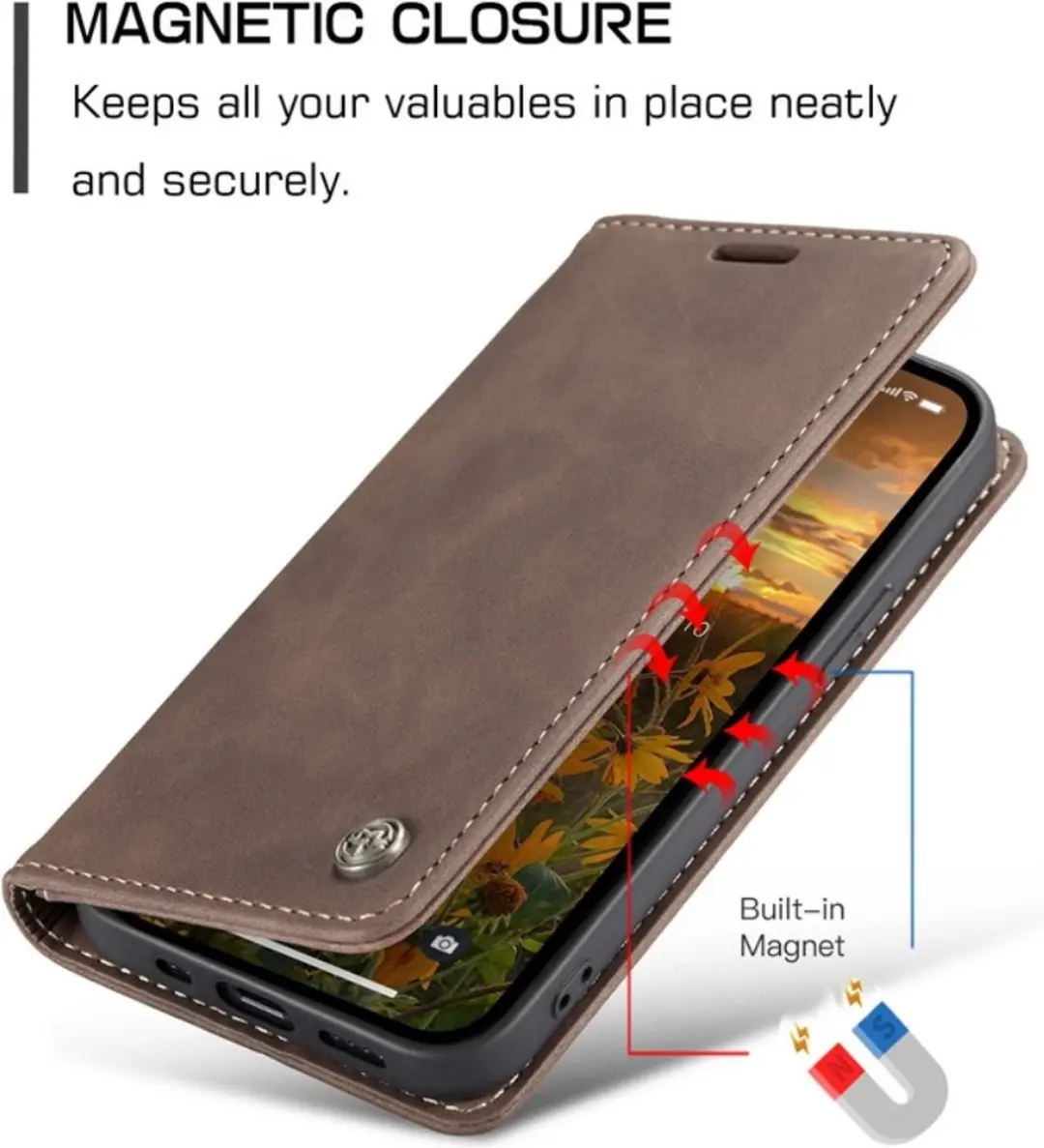 Caseme 013 Book Case Hoesje iPhone 14 Pro - Donkerbruin