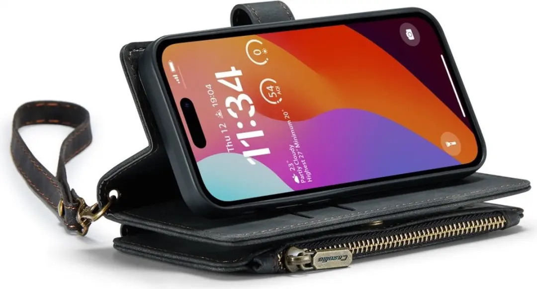 CaseMe C30 Book Case iPhone 16 Pro Hoesje - 7 Pasjes - Zwart