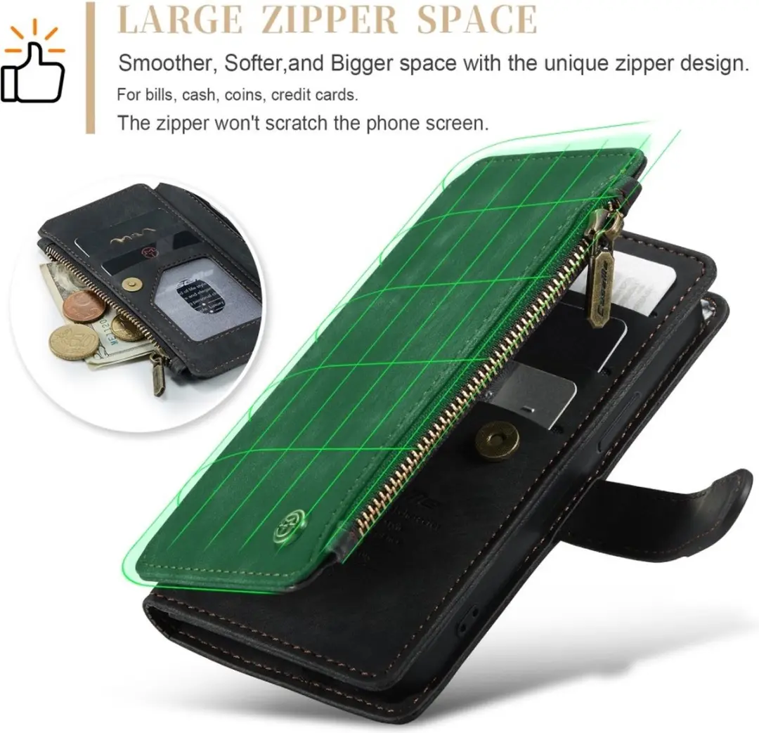 CaseMe C30 Book Case iPhone 16 Pro Hoesje - 7 Pasjes - Zwart