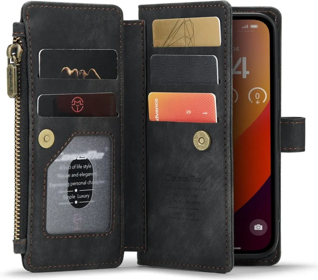 CaseMe C30 Book Case iPhone 16 Pro Hoesje - 7 Pasjes - Zwart