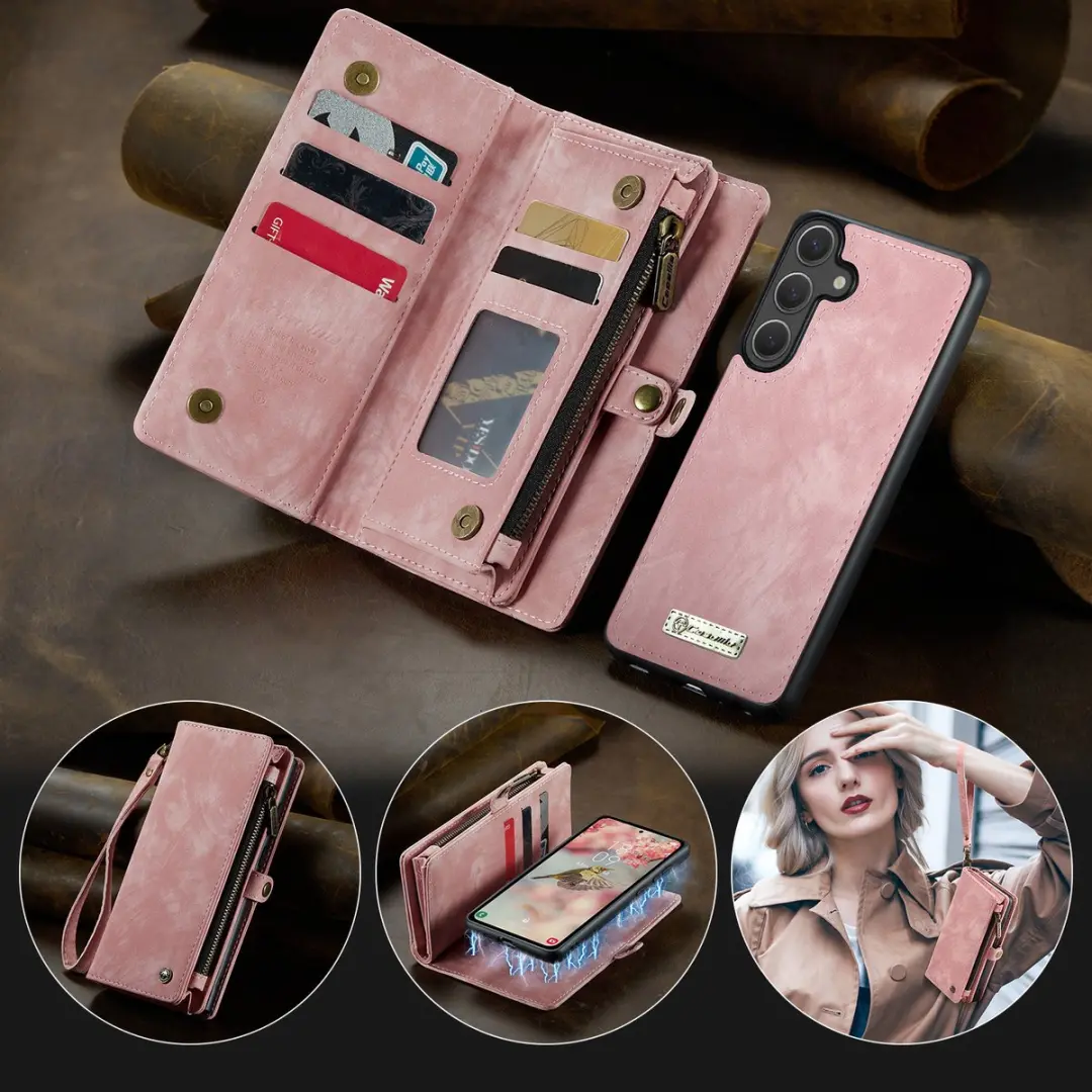 Caseme Samsung Galaxy S25 FE Vintage 2-in-1 Hoes - Lichtroze