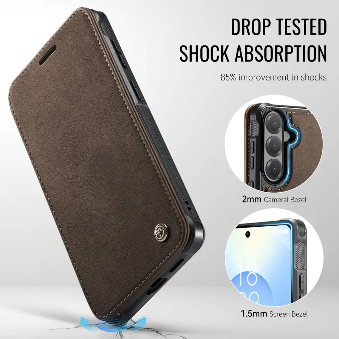 Caseme 053 Slim Book Case Hoesje - Samsung Galaxy S23 - MagSafe - 3 Pasjes - Bruin