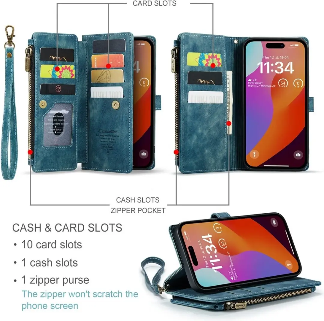 Caseme C30 Book Case iPhone 16 Pro Max Hoesje - Blauw