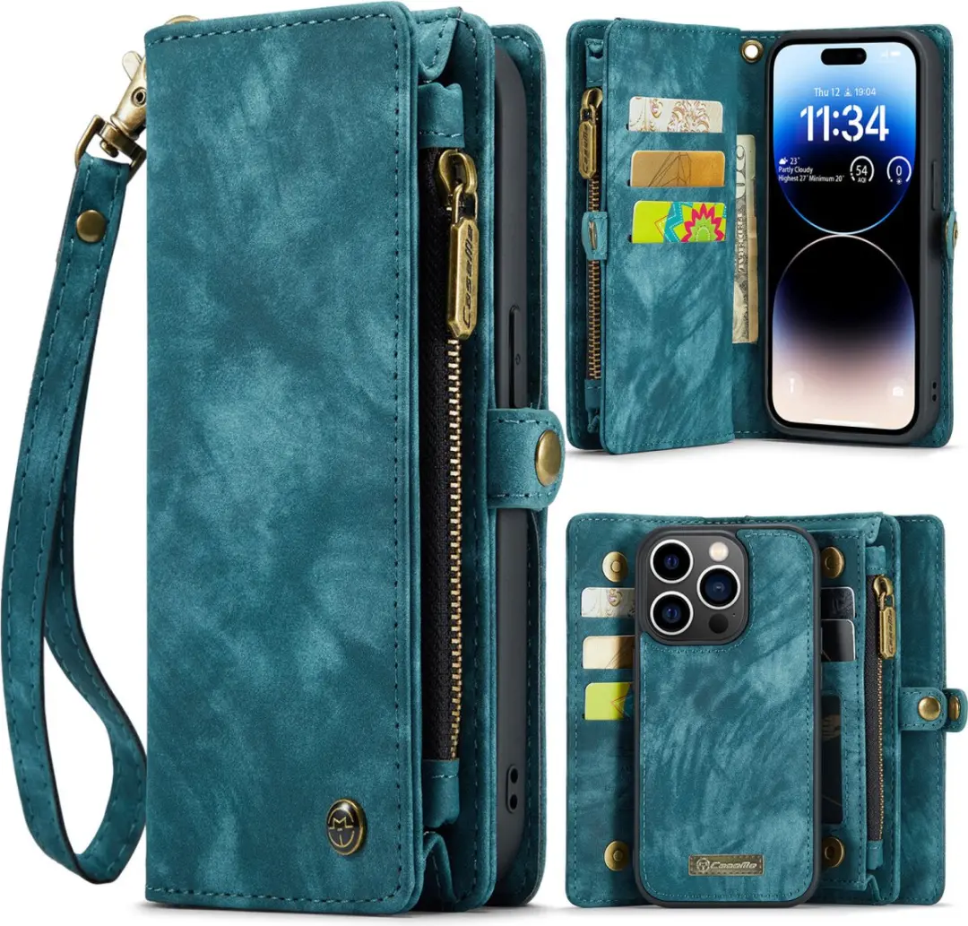 Caseme Vintage Portemonneehoes iPhone 15 Pro Max CSM-39271 - Blauw