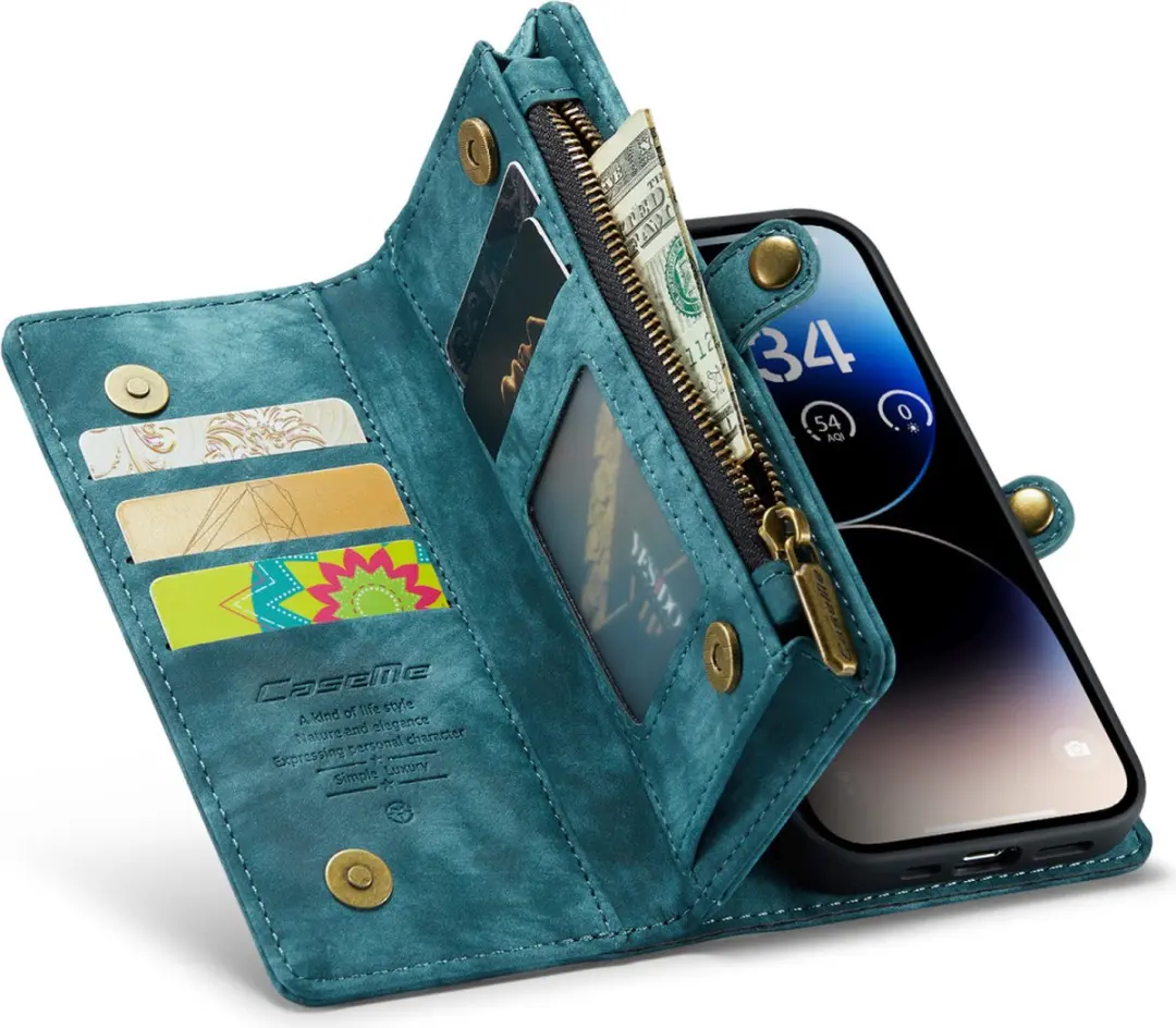 Caseme Vintage Portemonneehoes iPhone 15 Pro Max CSM-39271 - Blauw
