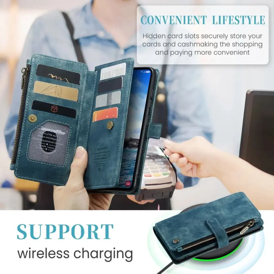 Caseme C30 Wallet Hoesje Samsung Galaxy S25 Plus - Blauw