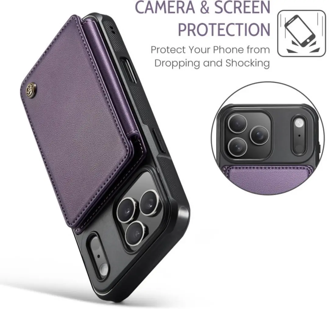 Caseme Portemonnee Backcover iPhone 17 Pro Max - Anti-RFID - Paars - afbeelding 6 van 6