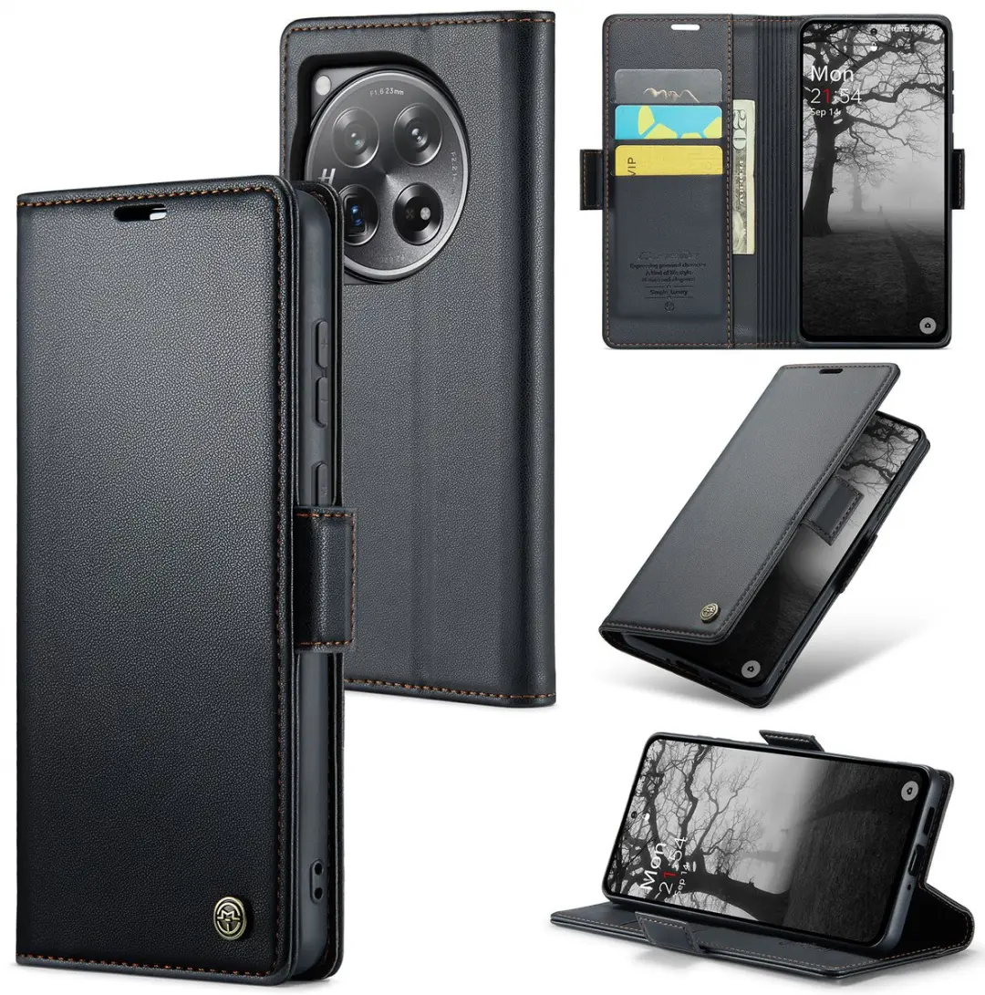 CaseMe Wallet Case OnePlus 12 - RFID Bescherming - Zwart