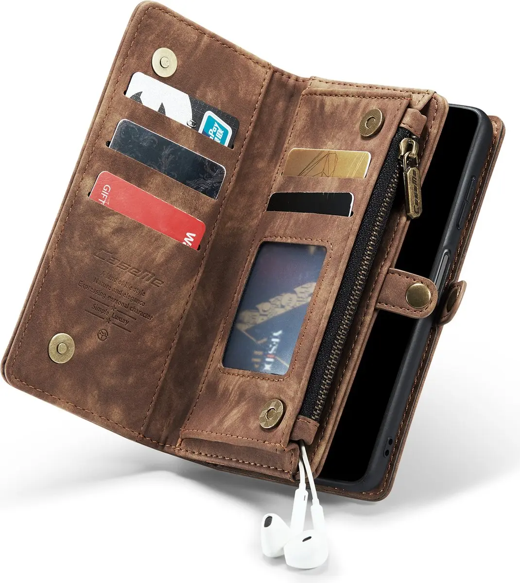 Caseme Telefoonhoesje Samsung Galaxy A55 2-in-1 Book Case - Bruin