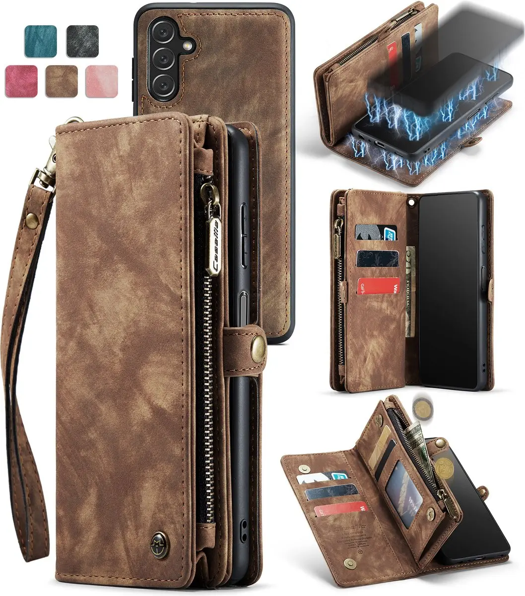 Caseme Telefoonhoesje Samsung Galaxy A55 2-in-1 Book Case - Bruin