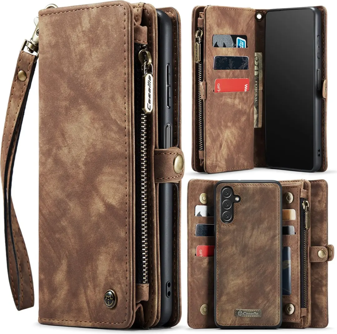 Caseme Telefoonhoesje Samsung Galaxy A55 2-in-1 Book Case - Bruin - afbeelding 6 van 6