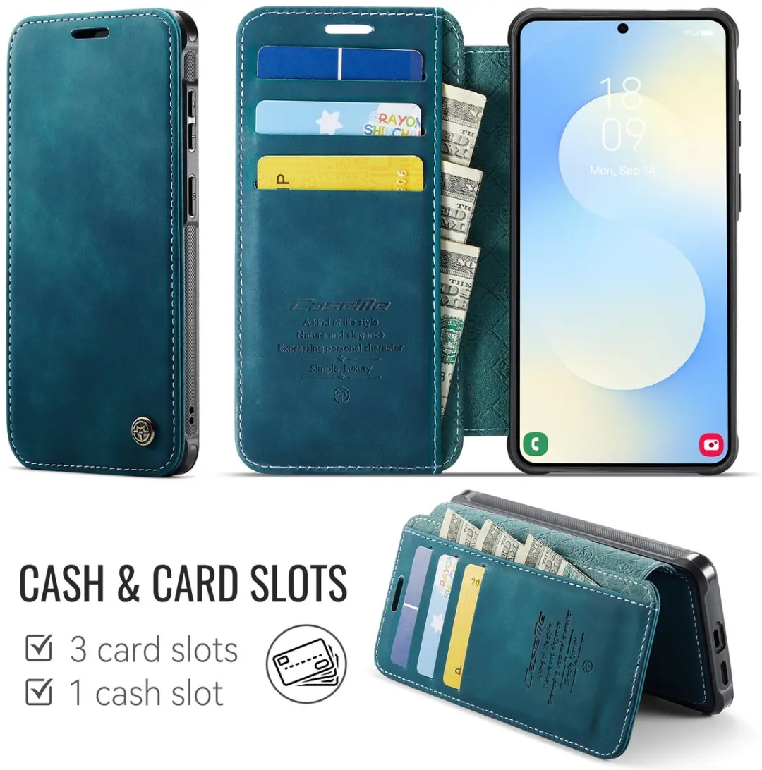 Caseme Hoesje Samsung Galaxy S23 FE 053 Slim Book Case - MagSafe - Blauw