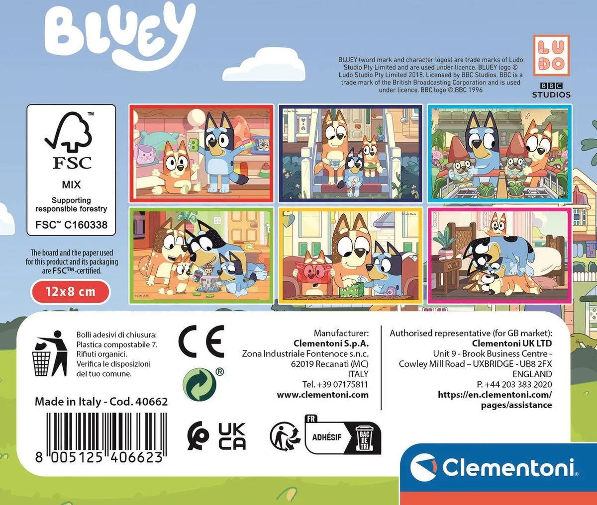 Clementoni Bluey 6 Blokken Puzzel - 6 Stuks