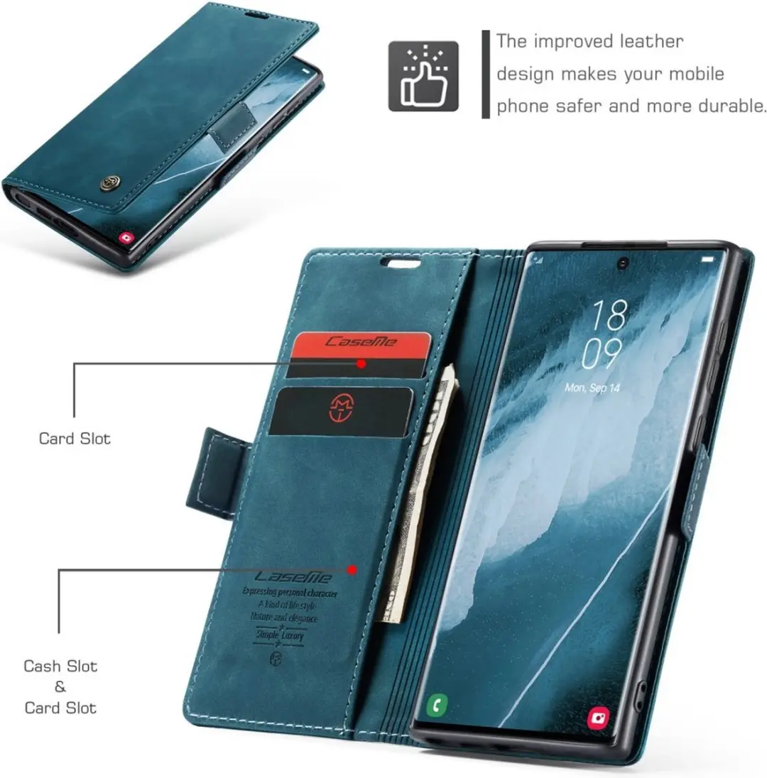 Caseme 013 Book Case Hoesje - Samsung Galaxy S24 Ultra - Blauw