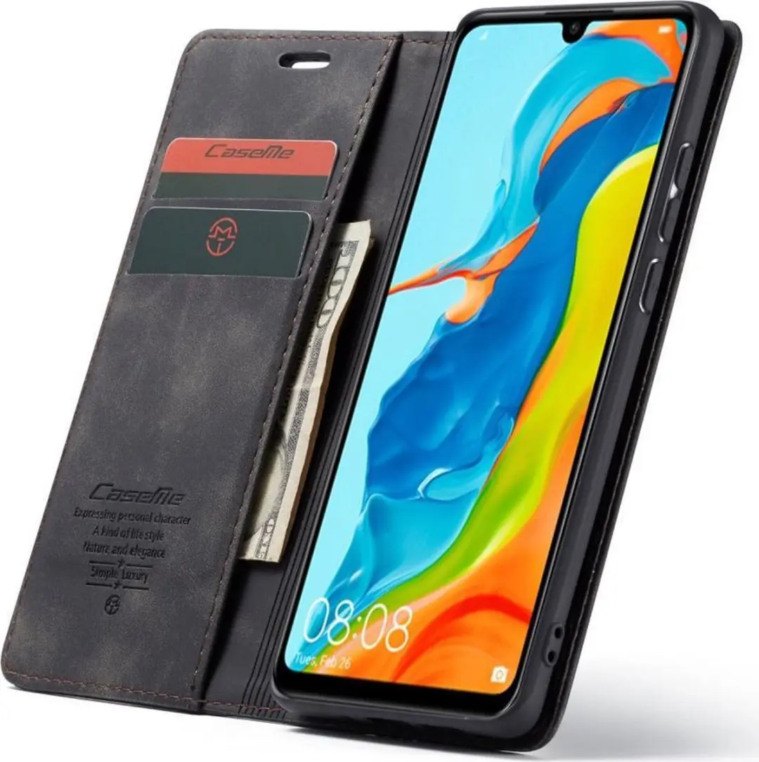Caseme Book Case P30L87956401 Hoesje - Huawei P30 Lite - 2 Pasjes - Zwart