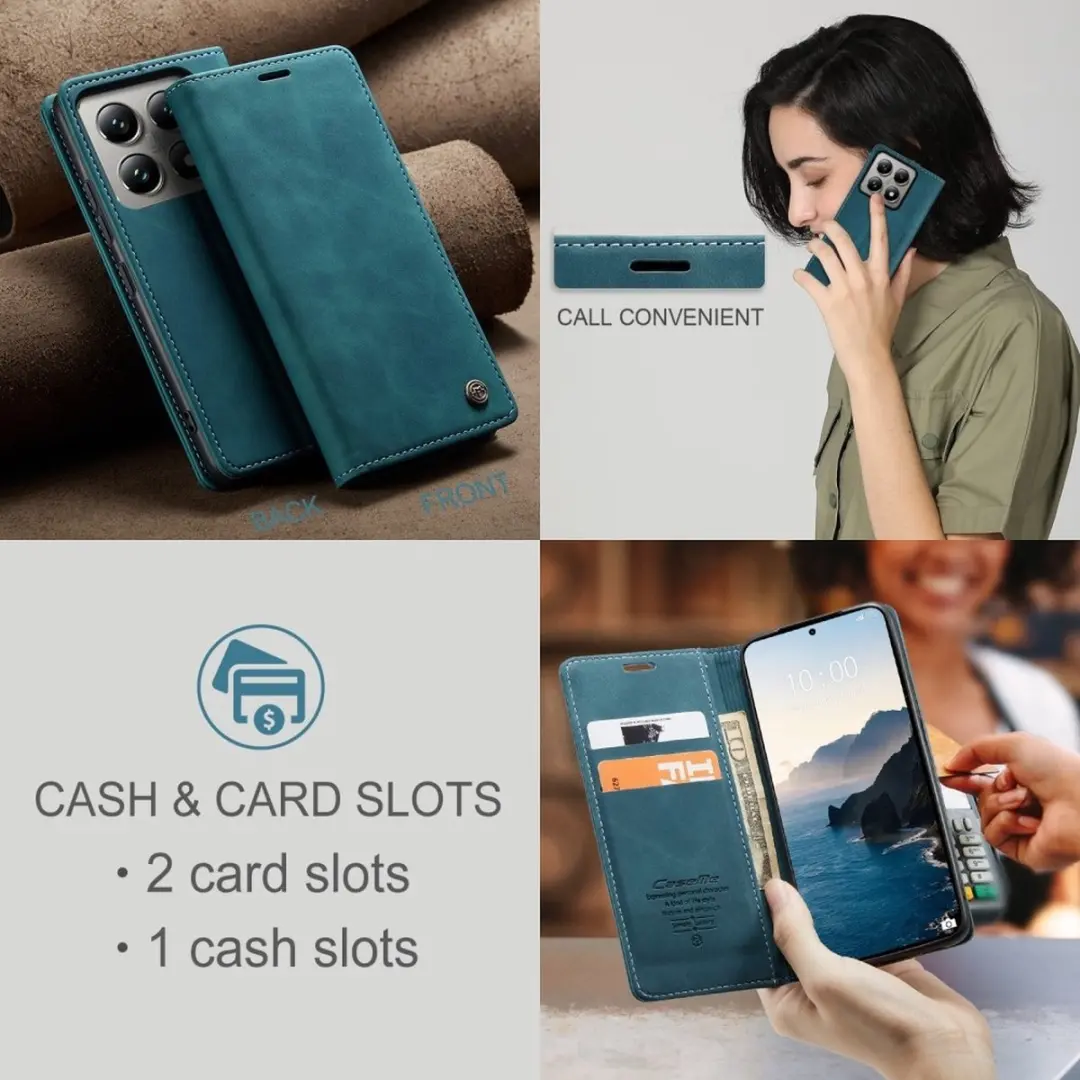 Caseme 013 Book Case Hoesje Xiaomi 14T Pro - Blauw - afbeelding 6 van 6