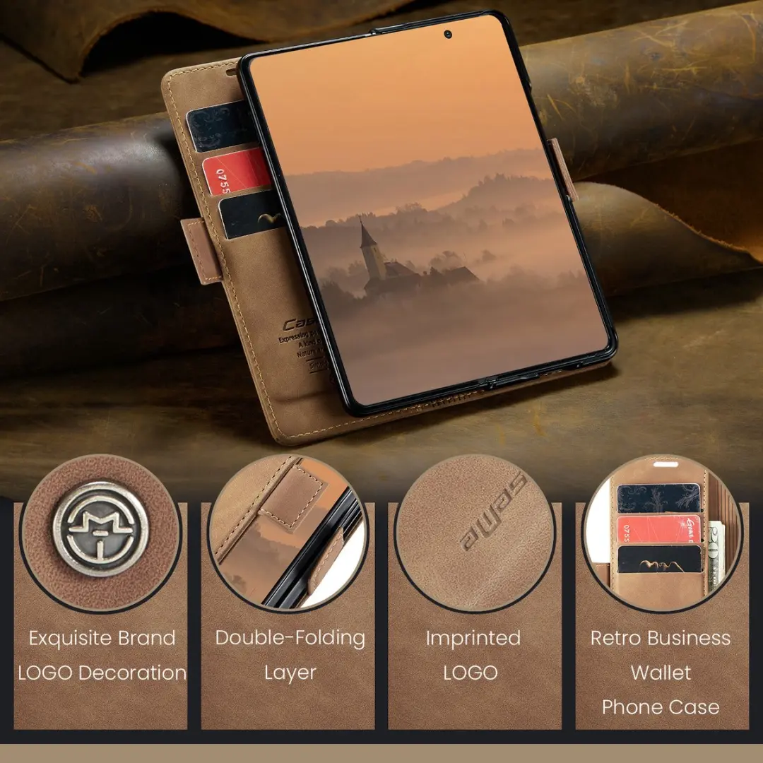 Caseme Bookcase Hoes Samsung Galaxy Z Fold 7 - Bruin - 2 Stuks